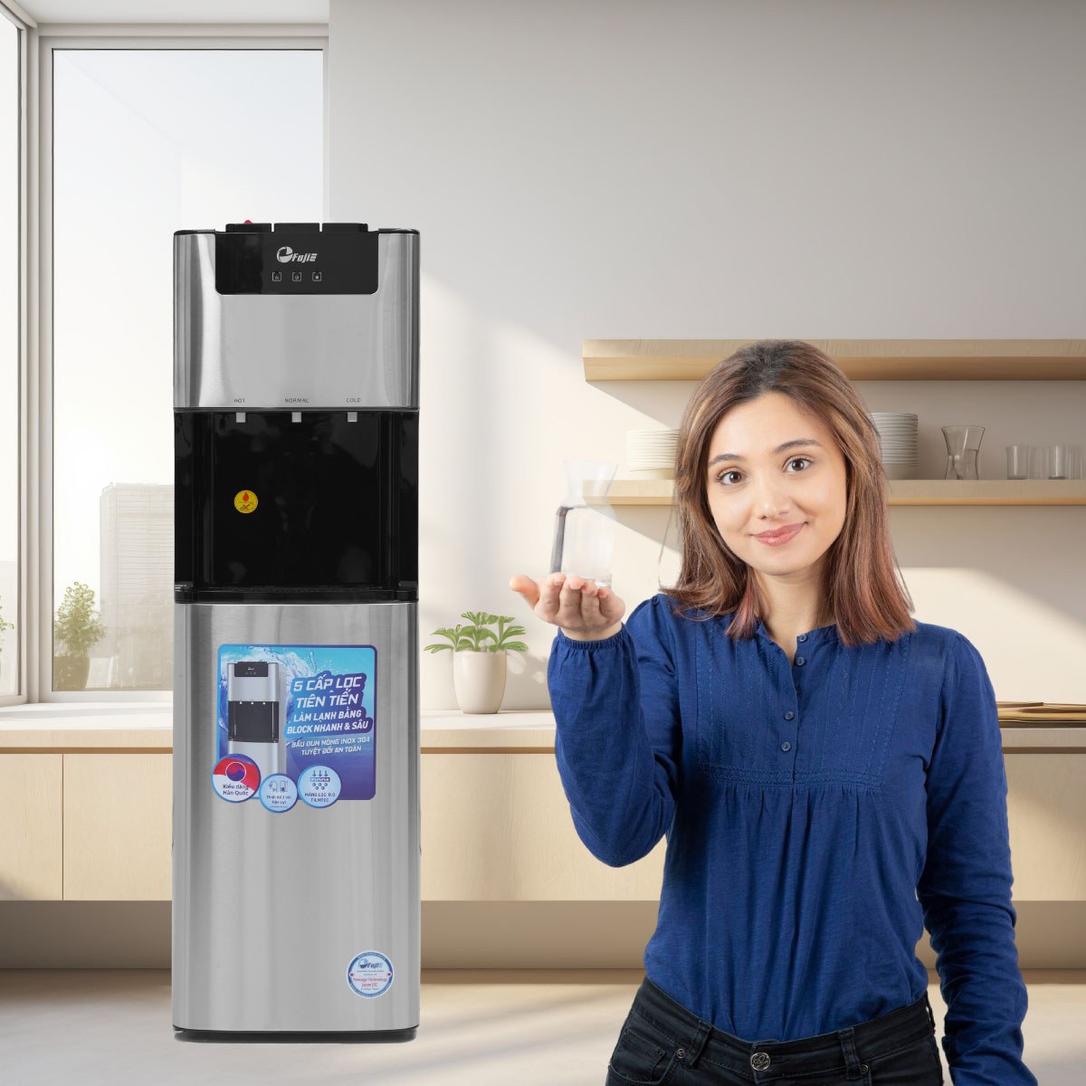 Máy lọc nước RO tích hợp nóng lạnh cao cấp FujiE WPD5400C