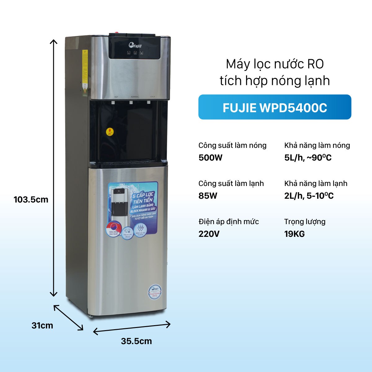 Máy lọc nước RO tích hợp nóng lạnh cao cấp FujiE WPD5400C