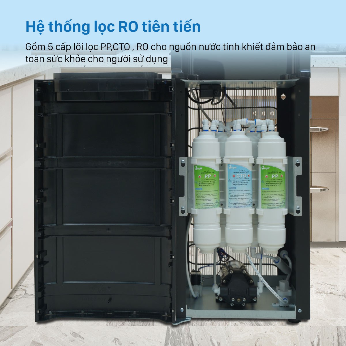 Máy lọc nước RO tích hợp nóng lạnh cao cấp FujiE WPD5400C