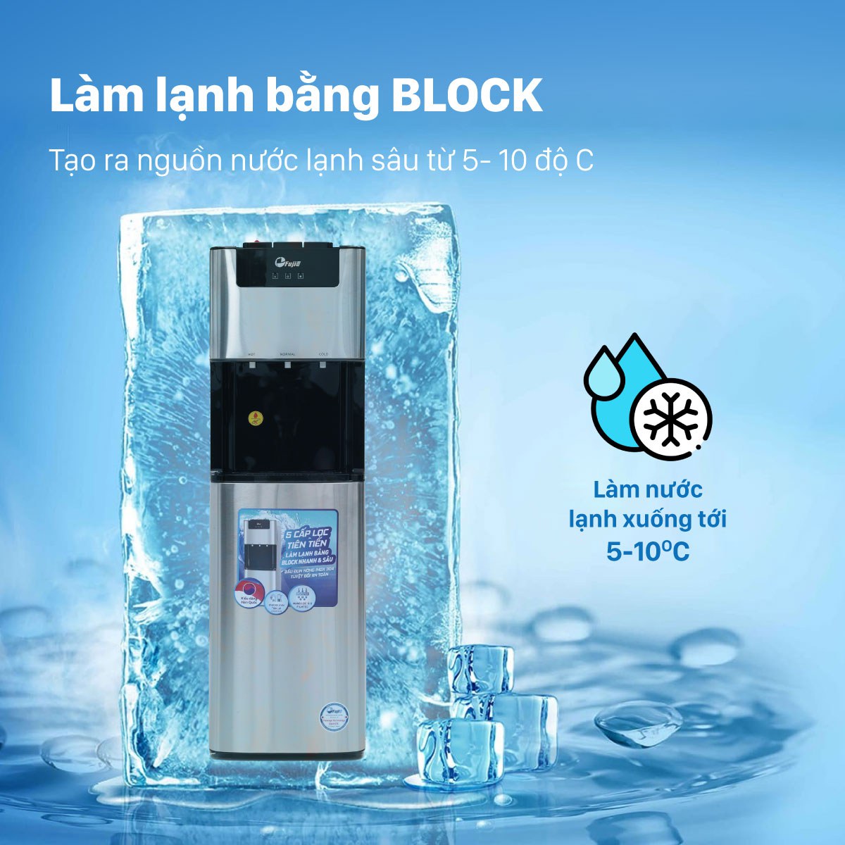 Máy lọc nước RO tích hợp nóng lạnh cao cấp FujiE WPD5400C
