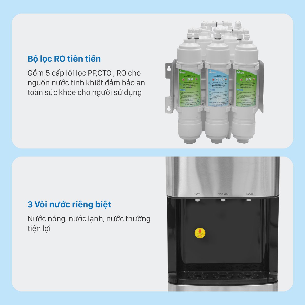 Máy lọc nước RO tích hợp nóng lạnh cao cấp FujiE WPD5400C