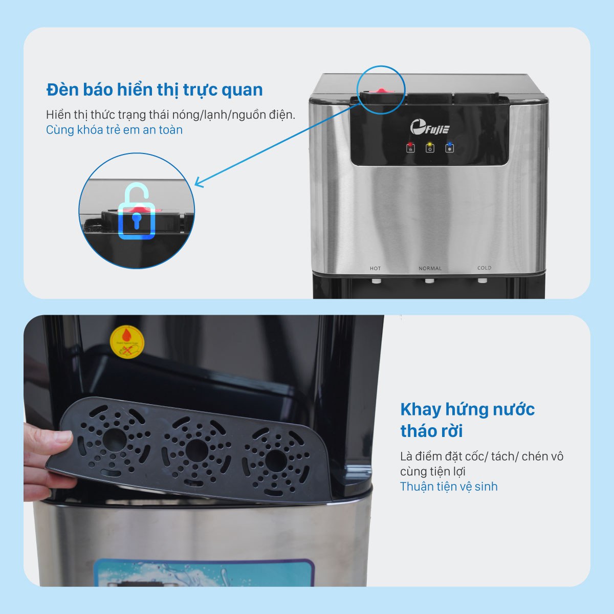 Máy lọc nước RO tích hợp nóng lạnh cao cấp FujiE WPD5400C