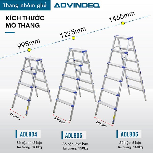 Thang nhôm gấp chữ A ADVINDEQ ADL806