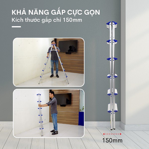 Thang nhôm gấp chữ A ADVINDEQ ADL806