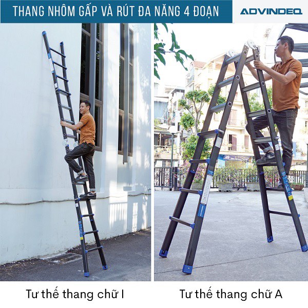 Thang nhôm gấp và rút đa năng 4 đoạn ADVINDEQ AML44B