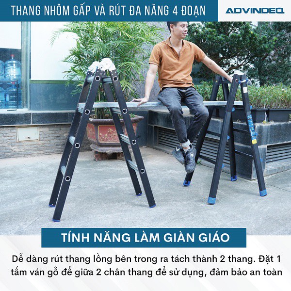 Thang nhôm gấp và rút đa năng 4 đoạn ADVINDEQ AML44B