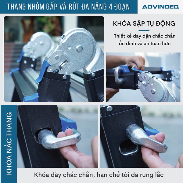 Thang nhôm gấp và rút đa năng 4 đoạn ADVINDEQ AML44B