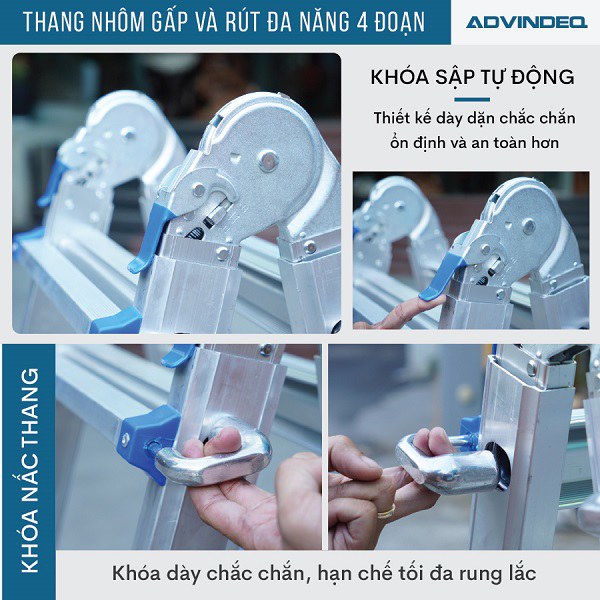 Thang nhôm gấp và rút đa năng 4 đoạn ADVINDEQ AML44W