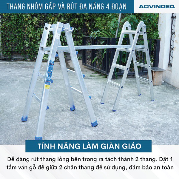 Thang nhôm gấp và rút đa năng 4 đoạn ADVINDEQ AML44W