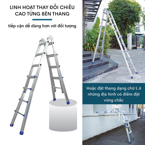 Thang nhôm gấp và rút đa năng 4 đoạn ADVINDEQ AML44W