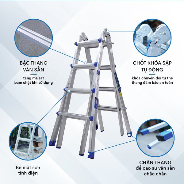 Thang nhôm gấp và rút đa năng 4 đoạn ADVINDEQ AML44W