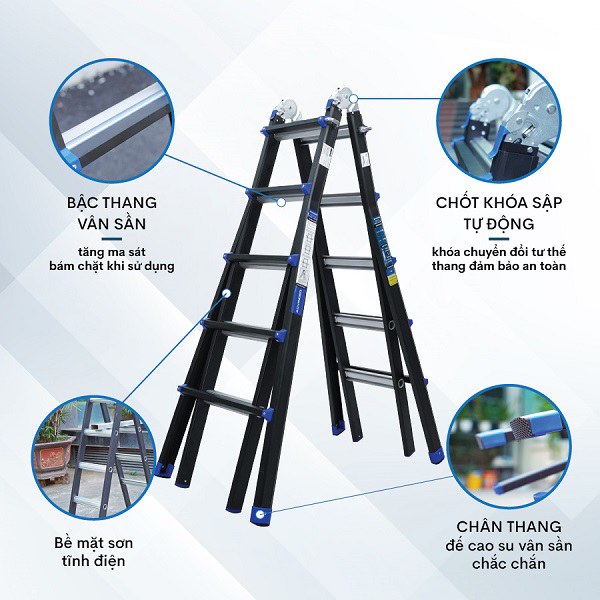 Thang nhôm gấp và rút đa năng 4 đoạn ADVINDEQ AML45B 
