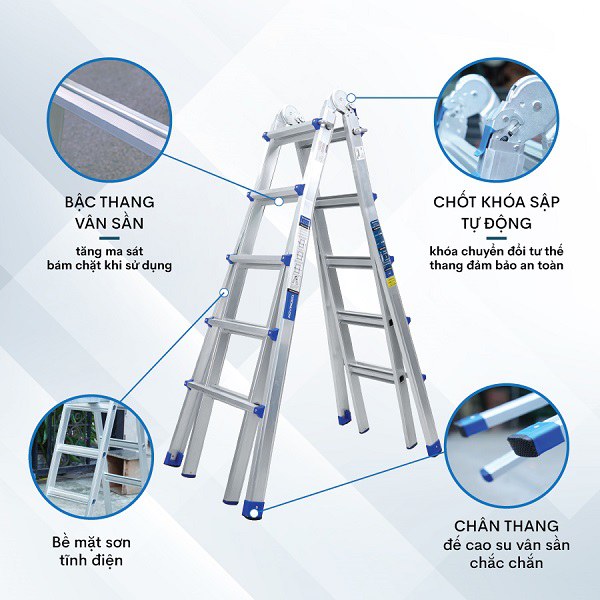 Thang nhôm gấp và rút đa năng 4 đoạn ADVINDEQ AML45W