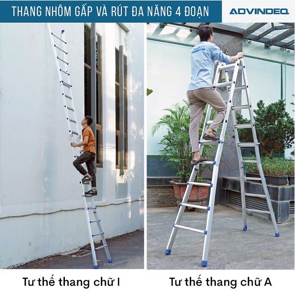 Thang nhôm gấp và rút đa năng 4 đoạn ADVINDEQ AML45W