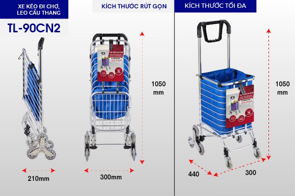 xe kéo đi chợ leo cầu thang Advindeq TL-90CN2