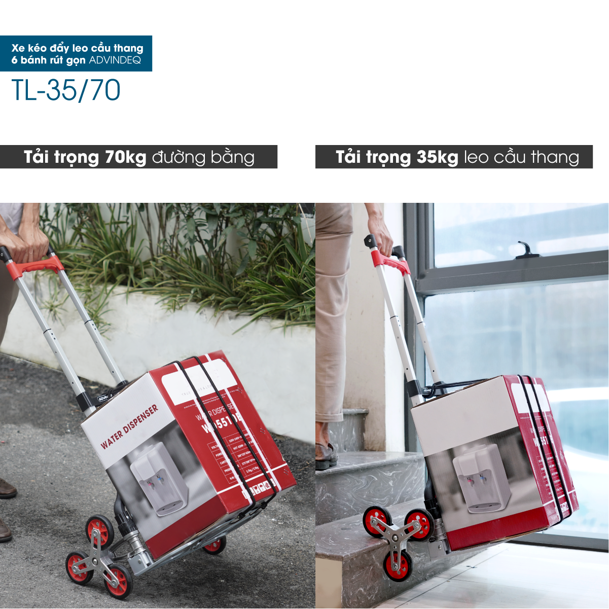 Xe kéo đẩy leo cầu thang 6 bánh rút gọn ADVINDEQ TL-35/70