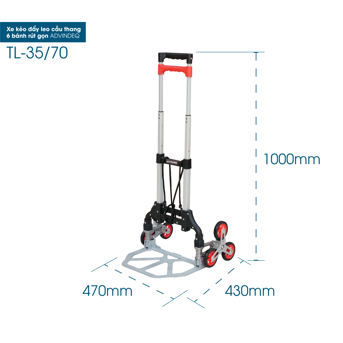 Xe kéo đẩy leo cầu thang 6 bánh rút gọn ADVINDEQ TL-35/70